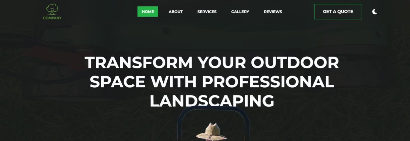 Home page of the MS Lawn landscaping site, showing a dark hero with the headline Transform your outdoor space with professional landscaping